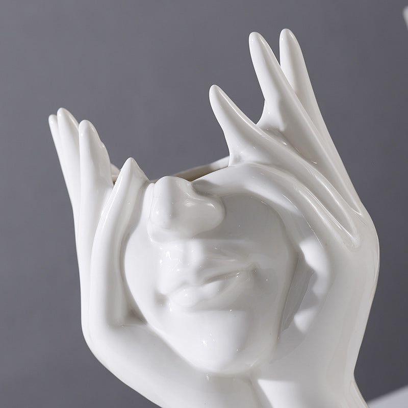 Nordic Creative White Ceramic Body Art Vase Decor