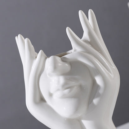 Nordic Creative White Ceramic Body Art Vase Decor