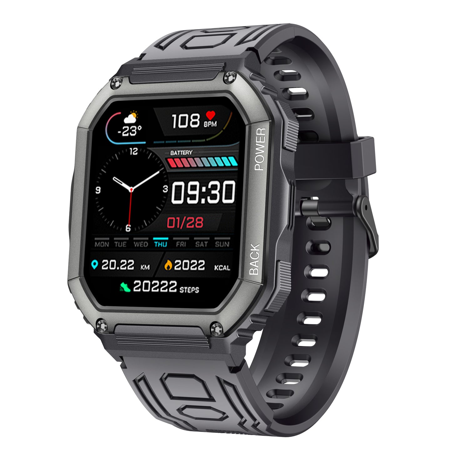 KR06 Smartwatch with Bluetooth, Music, Heart Rate, IP67