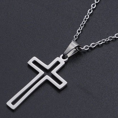 Titanium Steel Cross Necklace for Women - Christian Symbol