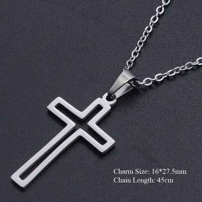 Titanium Steel Cross Necklace for Women - Christian Symbol