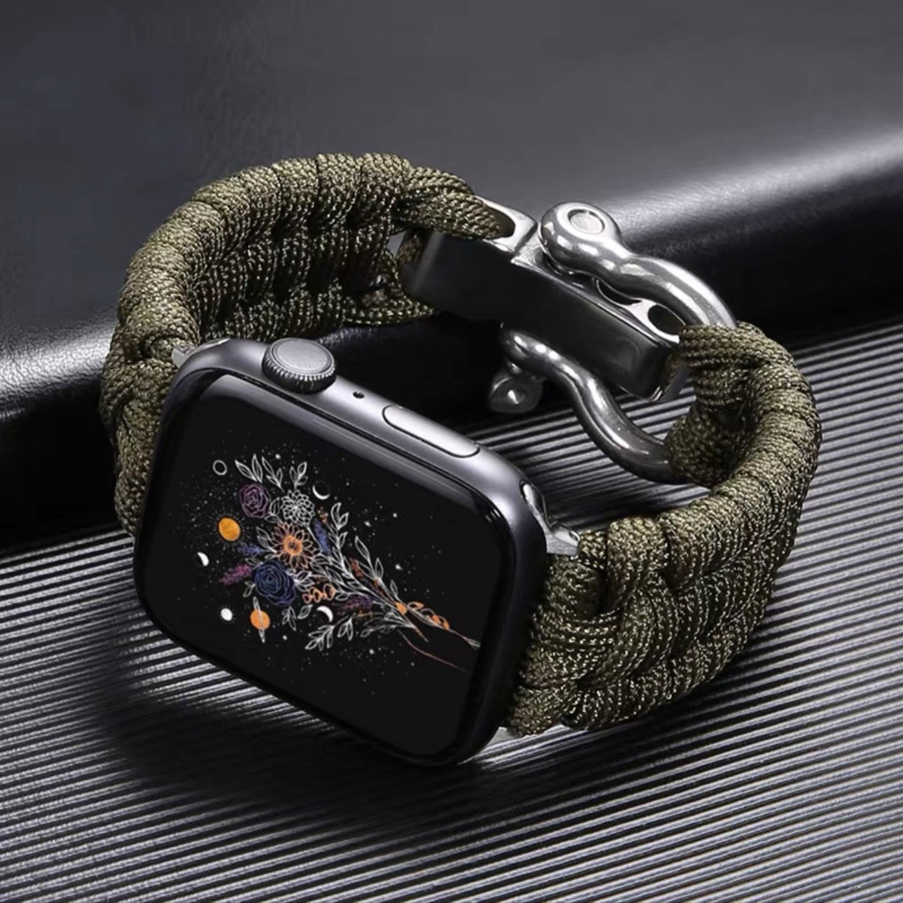 Apple Watch 7 Paracord Woven Strap with Steel Buckle