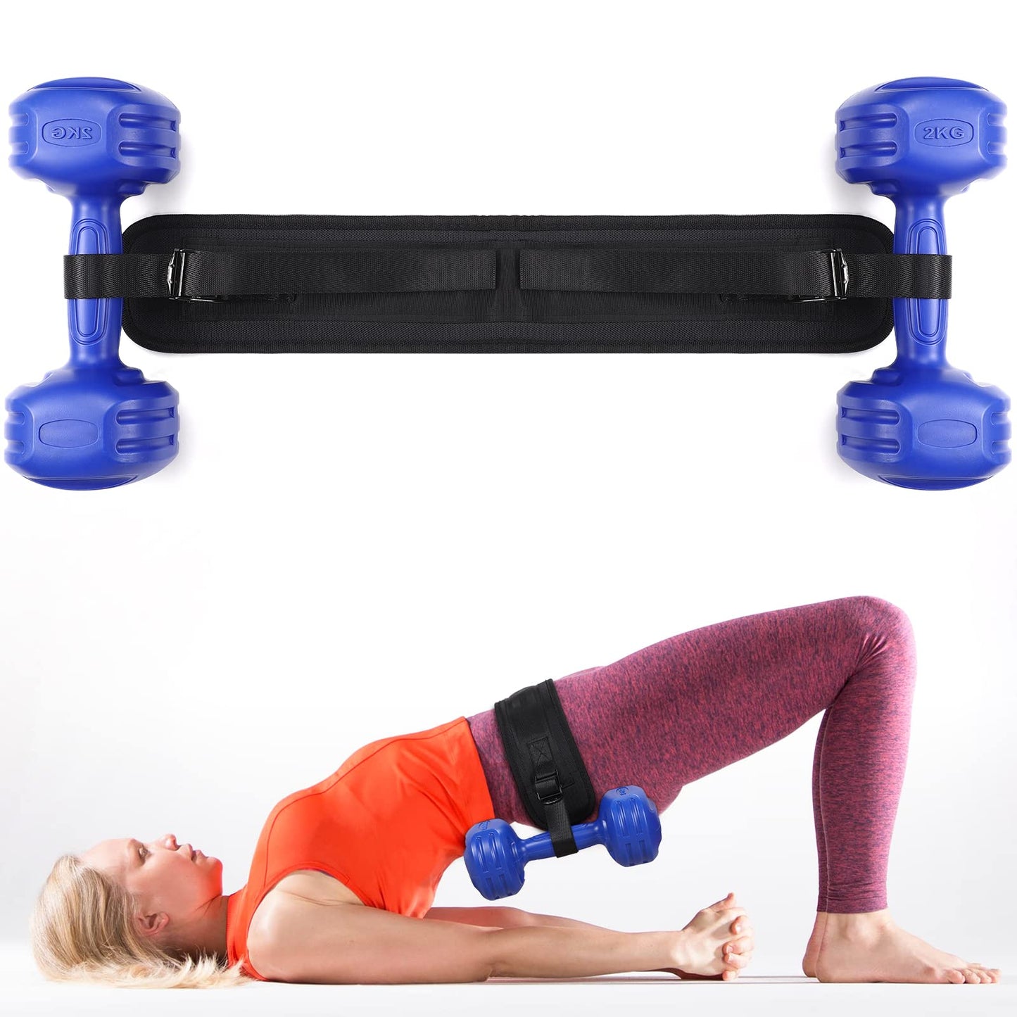 Gsbomzap Hip Thrust Belt for Dumbbells Kettlebells Plates up to 50kg/110lbs Exercise Booty Belt for Hip Thrusts Glute Bridge Lunges Non-Slip Hip Belt Pad for Home Gym Butt Fitness Workout