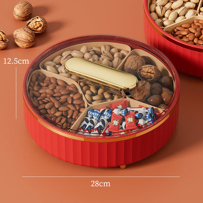 Elegant Rotating Snack Tray with Lid for Fruits & Treats