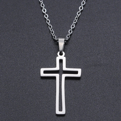 Titanium Steel Cross Necklace for Women - Christian Symbol